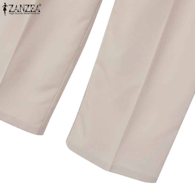 ZANZEA Женский кардиган, блузка и брюки, повседневный комплект из двух предметов