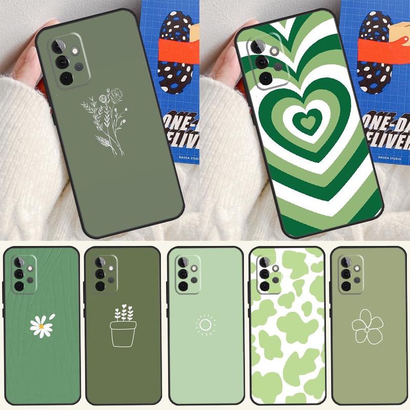 Зеленая эстетика Для Samsung Galaxy A54 A34 A14 A55 A35 A15 A53 A33 A13 A05 A06 A16 A22 A32 A52 Чехол для телефона