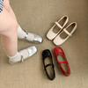 New Square Toe Red Rivet Mary Jane Shoes Women Elegant Spring Autumn Flats Shoes Ladies Shallow Casual Black Loafers Footwear