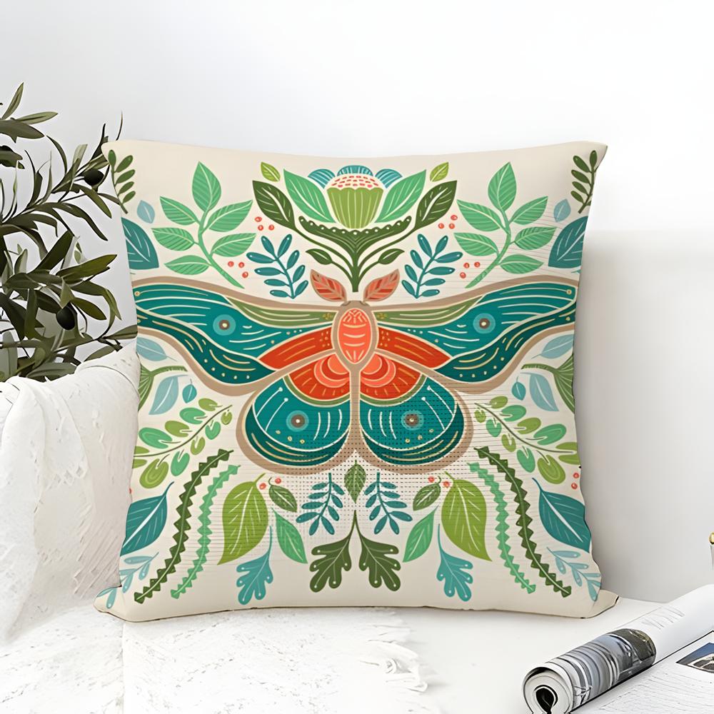 Colorful Plant And Insect Home Prints Pillow Case Cotton Linen Fabric Square Zipper Pillowcase Home Decorative Living Room