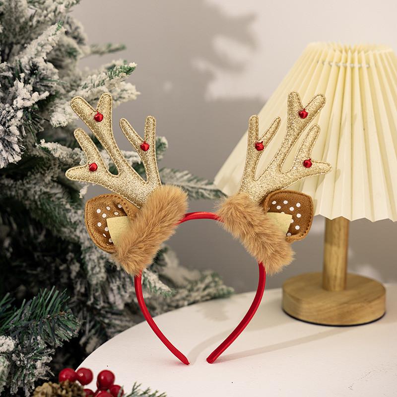 Adorable Christmas Reindeer Antler Headband In Red Green And Gold Color