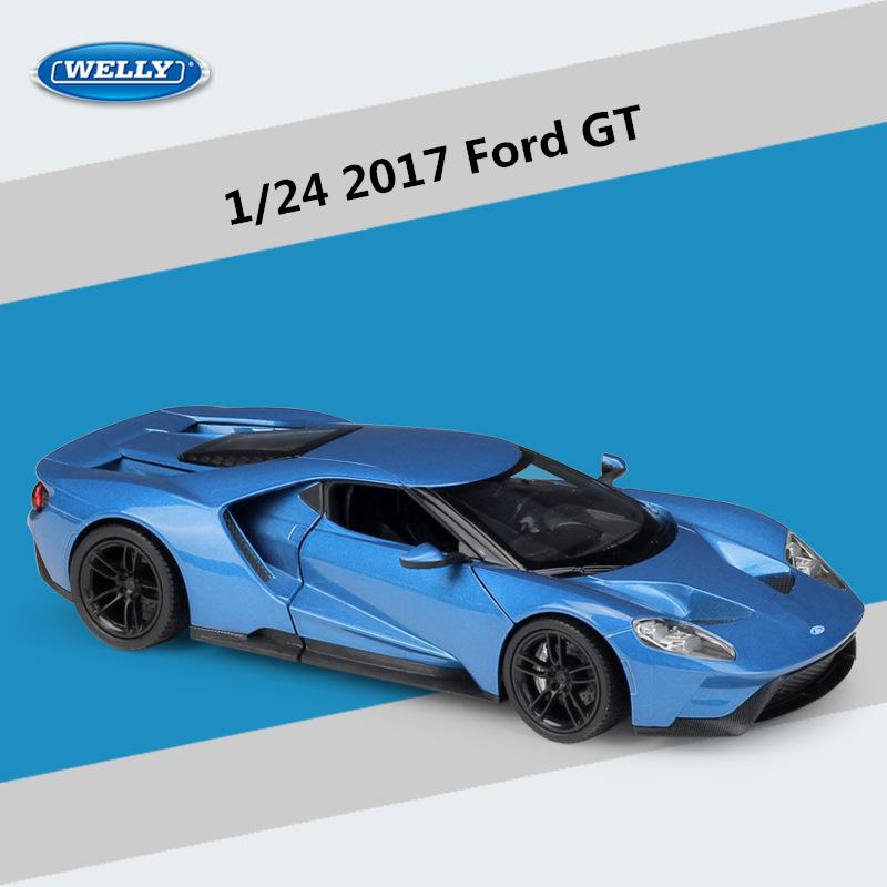 Welly 1/24 Ford GT 2017 Суперкар Модель автомобиля из сплава Литые игрушечные транспортные средства Моделирование Хобби Коллекционные игрушки для автомобилей Подарок на день рождения для детей