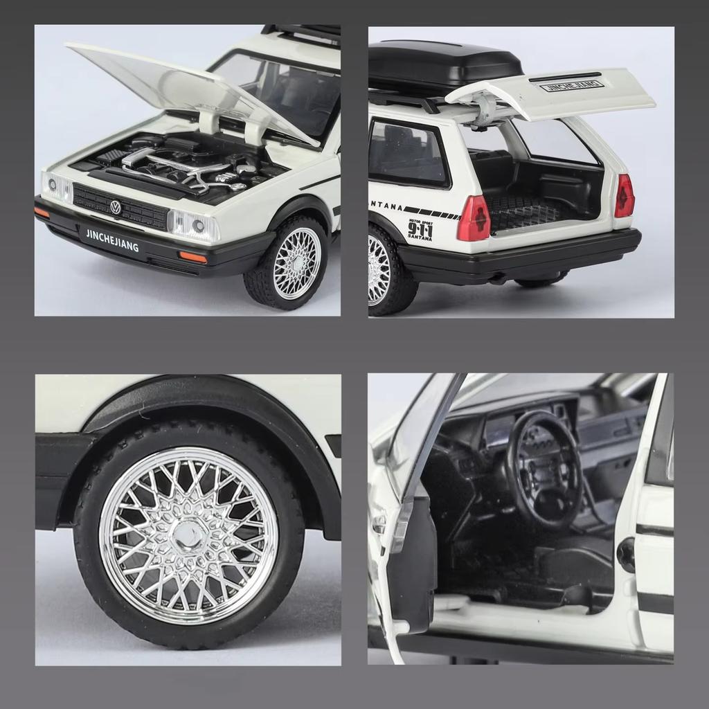 1/32 Volkswagen Santana Avant Универсал Металлическая модель автомобиля Литье под давлением Металлический транспорт для путешествий Модель автомобиля Симуляция звука и света Детская игрушка Подарок