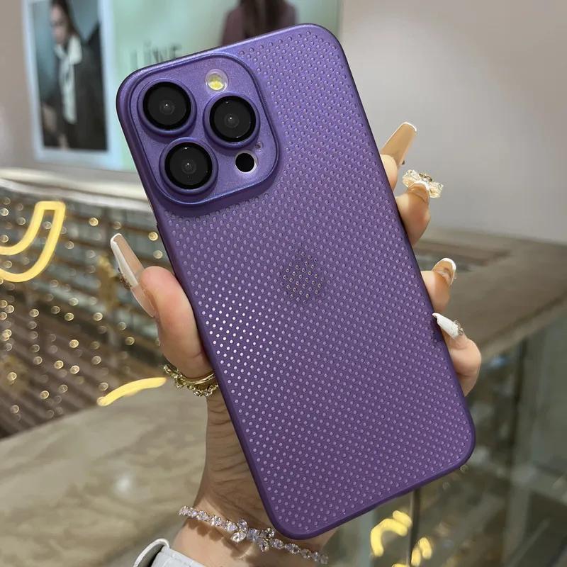 Дышащий охлаждающий чехол с рассеиванием тепла для For Iphone 16 1 14 13 12 11 Pro Max Plus Ультратонкий Матовый Сетчатый Полый Тонкий Жесткий Чехол