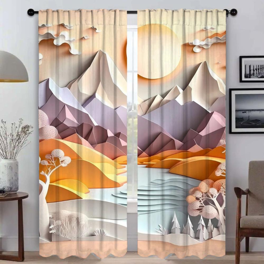 Разделение Пейзаж Искусство Окно Шторы для комнаты 2 Панельные затемняющие шторы Тюль для спальни Домашний интерьер Шторы Гостиная Камера