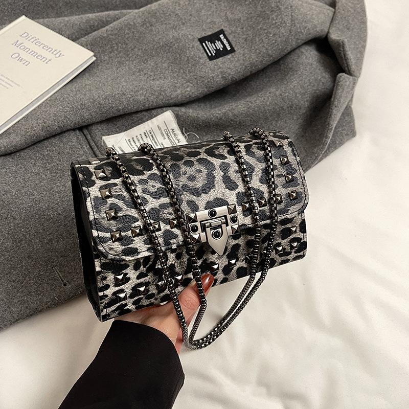 Женская сумка Temperament с леопардовым принтом, сумка через плечо, модная трендовая сумка через плечо с цепочкой Willow Nails, женская сумка-мессенджер