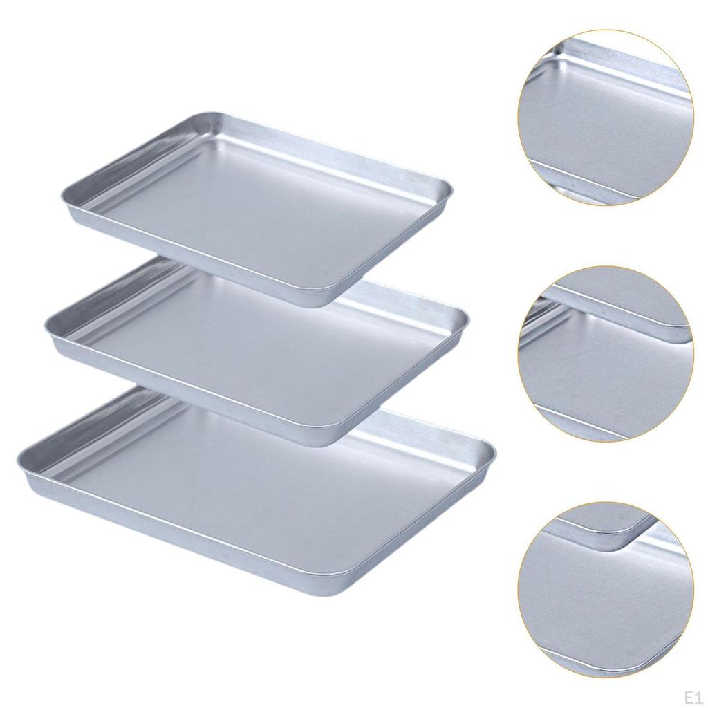 Противень для выпечки из нержавеющей стали, многоразовые пищевые лотки с плоской поверхностью, прямоугольный противень для духовки