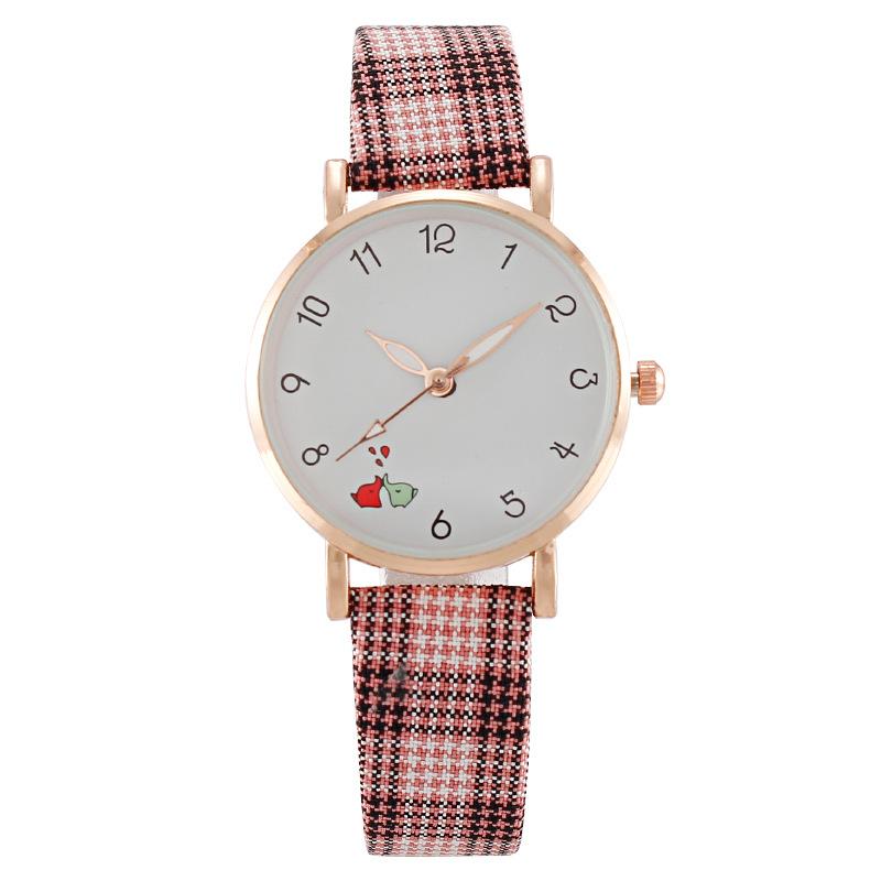 Цифровые милые литературные клетчатые студенческие часы для девочек женские часы клетчатый пояс кварцевые цельные