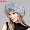 JERYAFUR Женская зимняя шапка из искусственного меха, густая пушистая серая плюшевая теплая модная женская кепка для холодной зимы на открытом воздухе