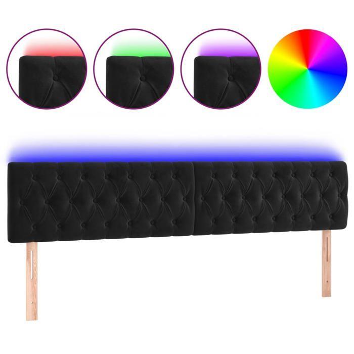 VidaXL LED Headboard Bedroom Furniture Double Bed Accessory Head of Bed Frame Interior Black 3122010