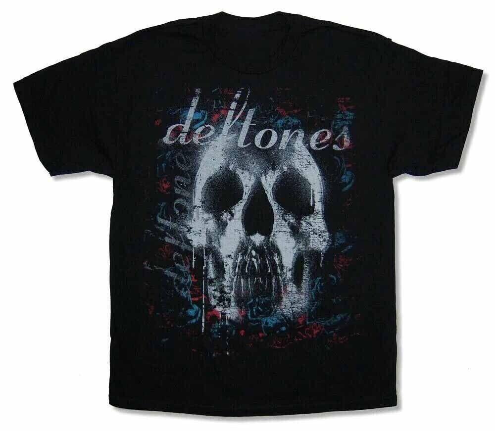 Винтажная черная футболка Deftones с черепом, черная, все размеры