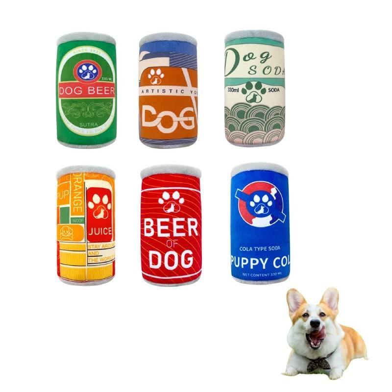 New Can Dog Toy Plush Toy For Dogs Durable Chew Toy With Squeaker 48g Orange/red/blue/green/gray/yellow-green