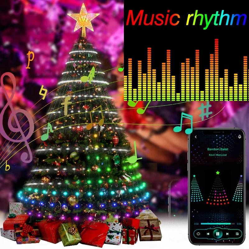 Светодиодная гирлянда для елки Application DIY Lmage LED RGB IC String Light с Bluetooth-управлением, светодиодные рождественские украшения 2025