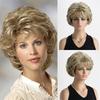 Synthetic Wigs for Women Short Curly Hair Mix Blonde Wig with Bangs Natural Hairstyle Mommy Wig Daily Wear Hair Replacement Wigs