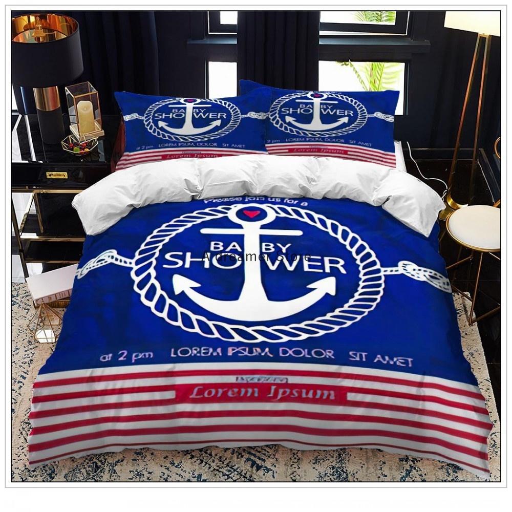 Комплект постельного белья Anchor Ocean Style, пододеяльник, односпальный, двуспальный, домашний текстиль с наволочкой для детей, мальчиков, домашний декор, мягкий пододеяльник