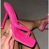 22 Summer New Stiletto Set Toe High Heel Sandals Women's Large Size Square Head Snake Pattern Herringbone Stiletto Cool Slippers