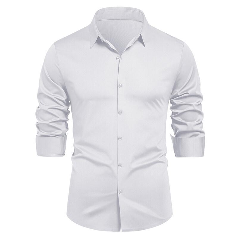 Business Casual Long Sleeve Shirt Men's Fashion Bottom Shirt Stretch Men's Shirt