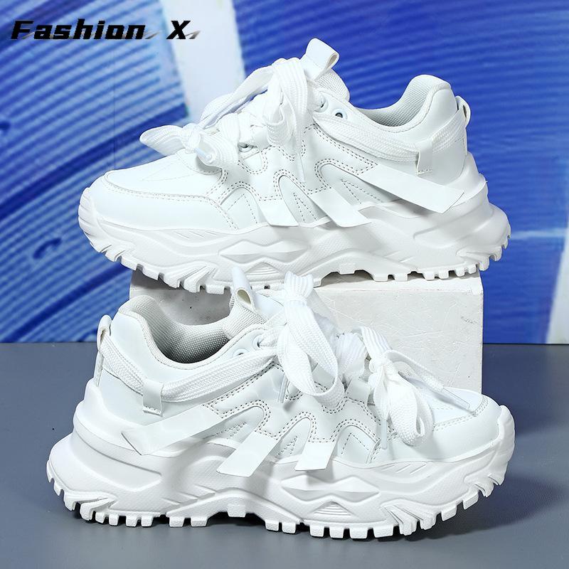 Розовые кроссовки на платформе, пара, толстая подошва, женская и мужская мода 2025 года, роскошные массивные туфли, теннисные туфли без застежек, повседневные весенние кроссовки