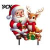 Snowman Pathway Decor Santa Claus Garden Stake, Christmas Acrylic Yard Sign, 2D Festive Lawn Inserts for Flat Snowy Cottage Ornament Holiday