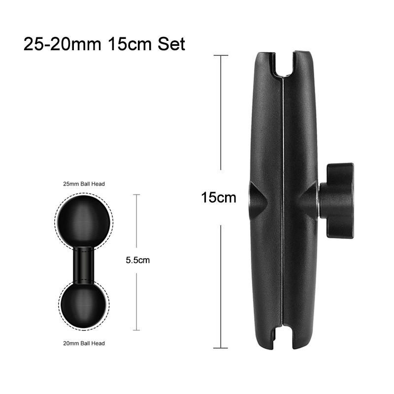 1" Ballhead Adapters Extension Double Socket Arm with 17mm/20mm/25mm Ball Size Mount for GoPro,Phone Holder Fish Finder Mount