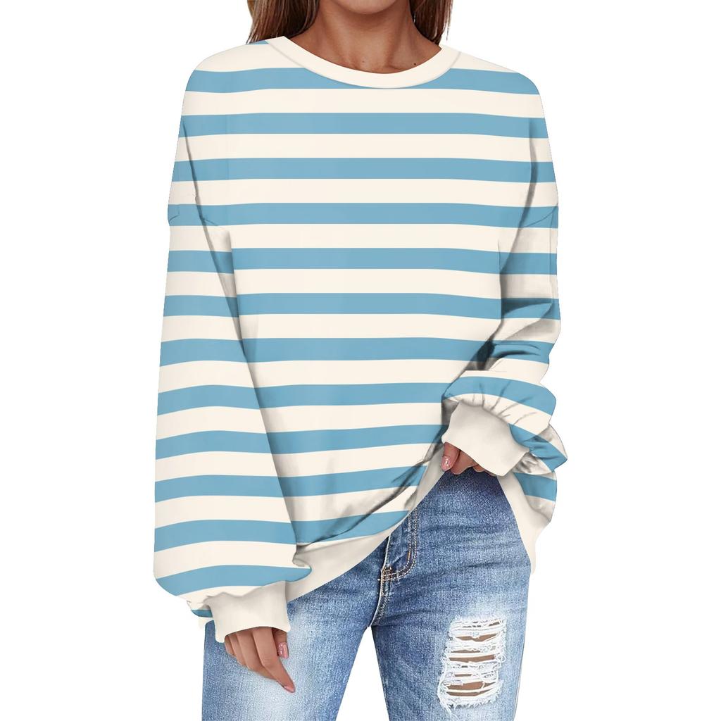 Толстовка большого размера для женщин с круглым вырезом и принтом, с длинным рукавом, толстовка