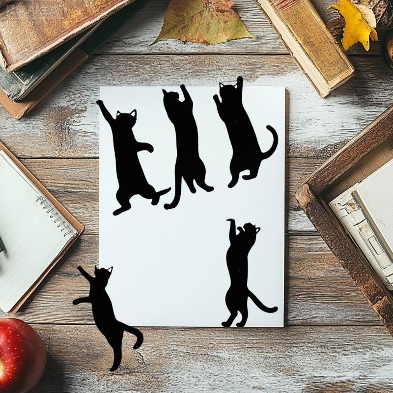 5PCS Cats Shaped Book Clips Page Holders Unique Animal Theme Iron Bookmarks Book Clips Office Supplies for Book Lovers
