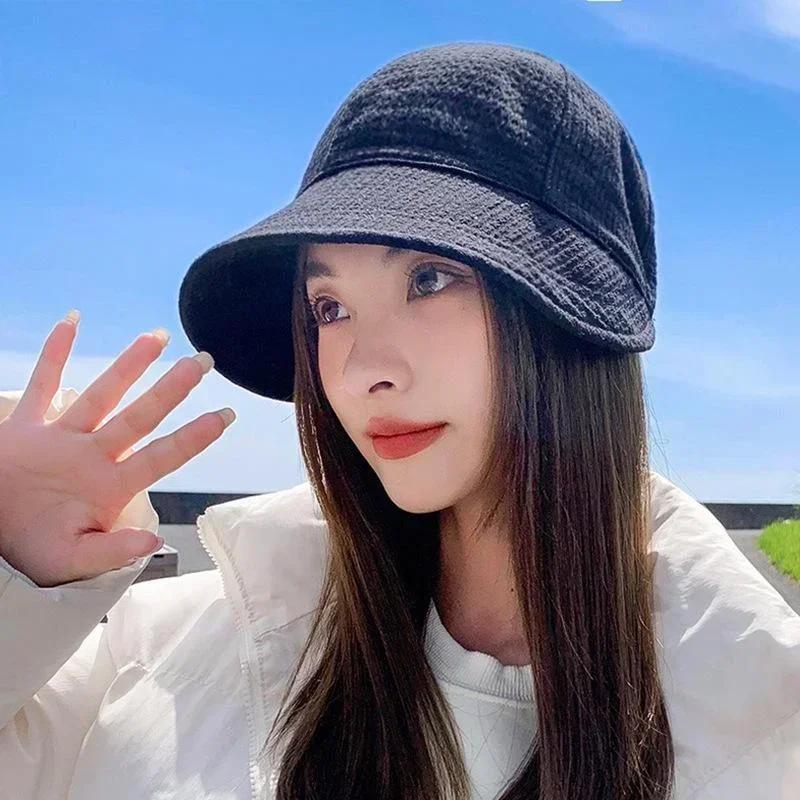 Однотонная летняя шляпа от солнца, складная шляпа-ведро с широкими полями, регулируемая, для улицы, пляжа, панама, с отверстием для хвостика, женская кепка рыбака