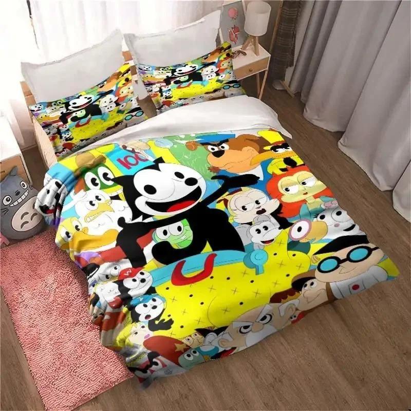 Cartoon Felix Cat Bed Set Home Decoration for Boy and Girl Feline-Follies Duvet Cover Pillowcase Single Double Large Size