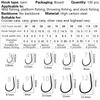 100Pcs Boxed Iseini Hooks Barbless High Carbon Steel Black Pit Wild Fishing Long Shank Black Pit Fishing Tackle Supplies