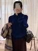 Women's Fuzzy Gray Lapel Sweater - Cozy Korean Loose Fit for Autumn/Winter