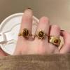 1PC Gold Sunflower Haute Couture Finger Ring Vintage Tiger'S Eye Ring Niche Design Light Luxury Jewellery New Multi Styles