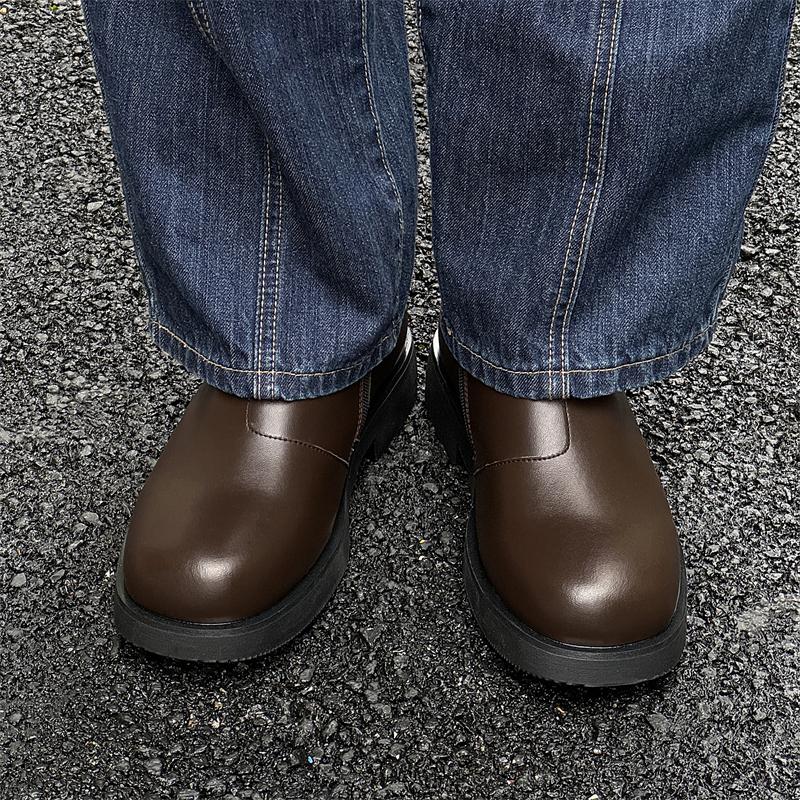 Модные мотоциклетные ботинки с боковой молнией для мужчин, повседневная обувь с низким верхом, модные мужские кожаные ботинки с мягкой подошвой, дизайнерские нескользящие мужские ботильоны