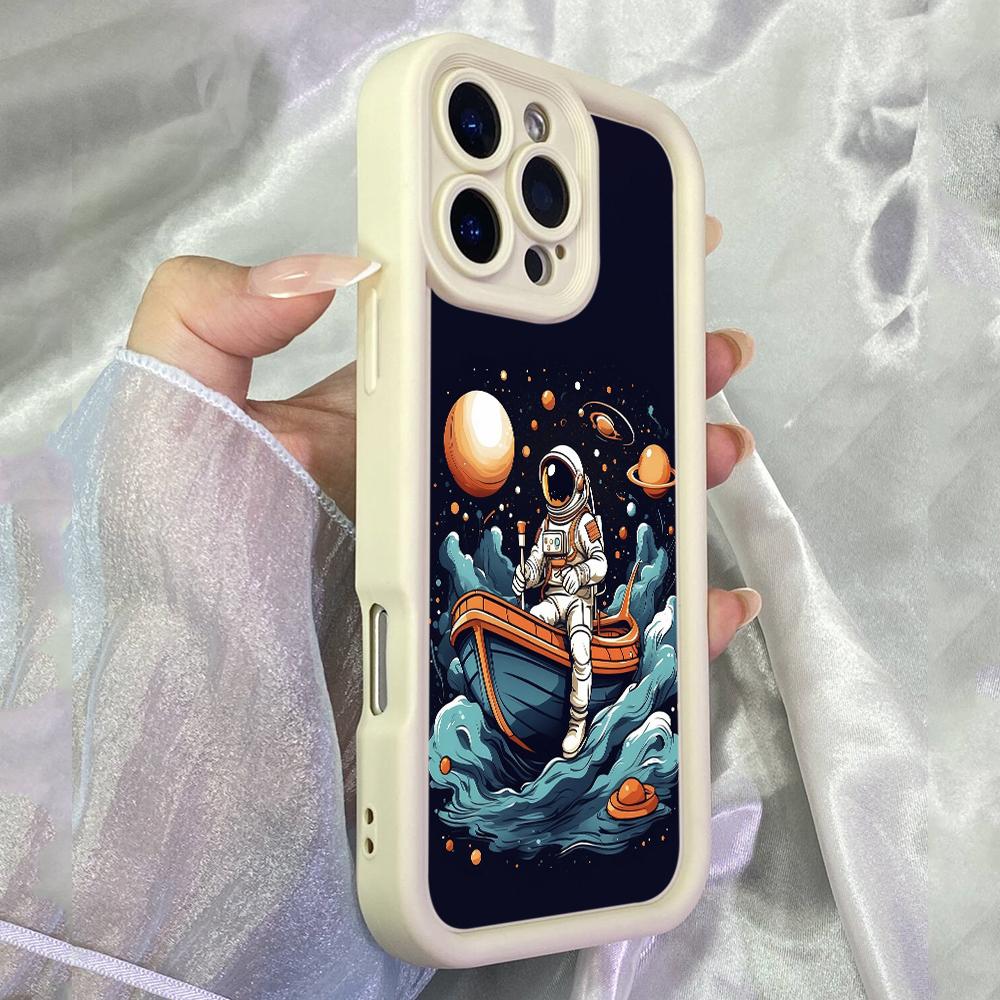 JT36 Астронавт в лодке Realme 14 15 Huawei Honor 70 90 Infinix Tecno itel Motorola Google Все модели Ангельские глазки Мягкий ТПУ Чехол для телефона