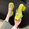 Shoes Square Heel Slippers Heels Platform Slipers Women Slides Jelly Flip Flops Block High Summer Soft Glitter