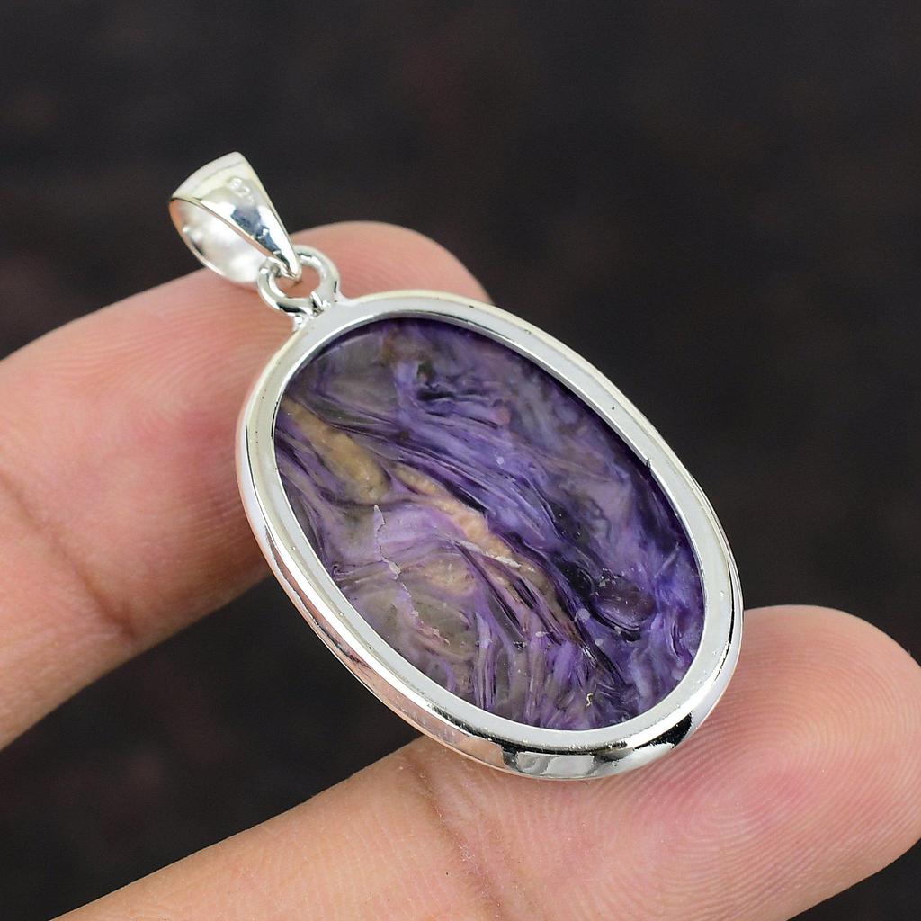 Charoite Pendant Top Quality Gemstone Pendant 925 Sterling Silver Pendant Charoite Handmade Jewelry Healing Stone Pendant Anniversary Gifts
