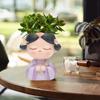 Head Planter Cute Plant Pot Girl Figurine,Desktop Flowerpot Resin Flower for Yard