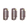 50pcs 8 Tips 8 Teeth Snap Comb Wig Clips Stainless Steel Snap Clips with Rubber Hair Grips for Hair Extension Wigs Brown