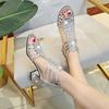 Summer Footwear Plus Size Sandals Fishmouth Rhinestones with Women's Shoes Thick and Versatile Women's Sandals.