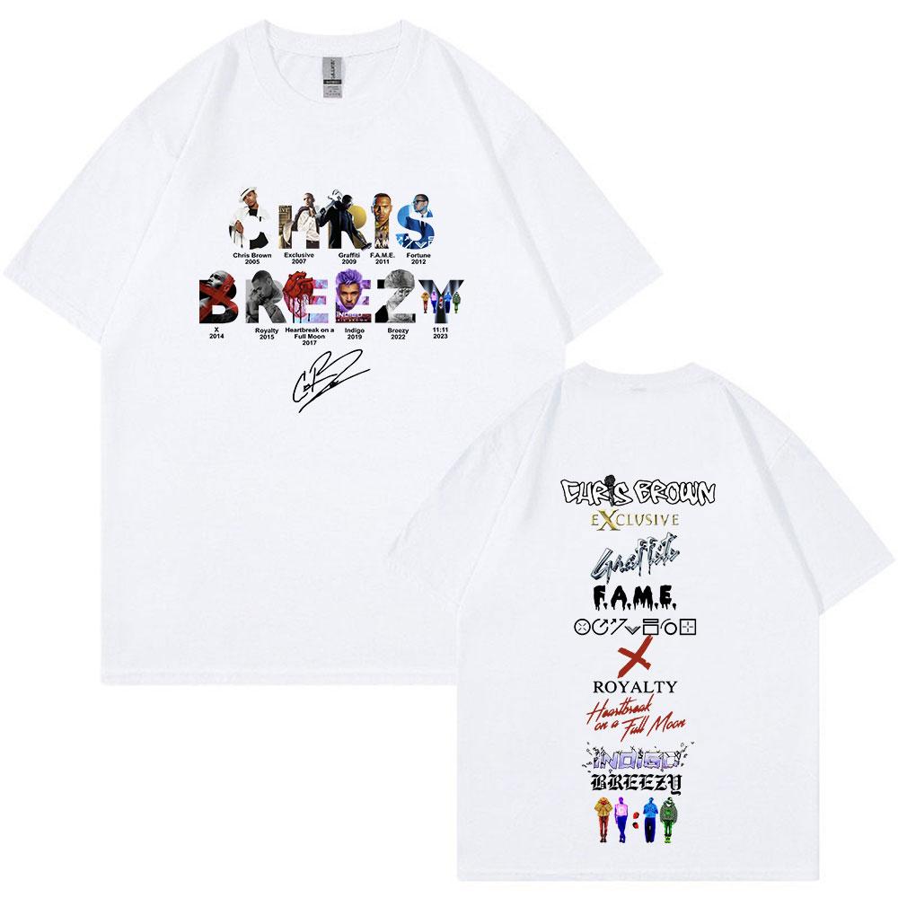 Rapper Chris Brown Breezy T-shirt 11:11 Tour 2024 T-Shirts Unisex Harajuku O-Neck Short Sleeve T Shirts Fans Gift Streetwear