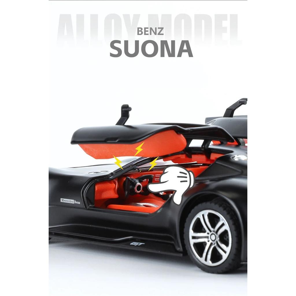 1/24 Benzs Vision GT Alloy Concept Sports Car Model Diecast Metal Racing Car Vehicles Model Simulation Sound Light Kids Toy Gift
