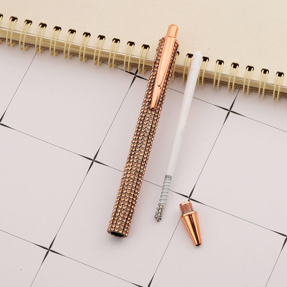 Шариковая ручка Press Rhinestone Rose Gold, роскошные милые свадебные металлические канцелярские принадлежности для школы и офиса, 4 шт.