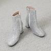Gold Silver Blue Sequined Cloth Glitter Shoes Women High Heels Ankle Boots