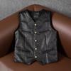 Cowhide First Layer Leather Vest Leather Vest Western Denim Large Size Spring and Autumn Models