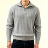 Men S Striped Knit Sweater Lapel Collar Long Sleeve European Size Fashionable