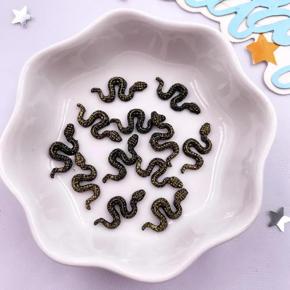 100Pcs Resin Glitter Colorful Little Snake Flat Back Rhinestone Scrapbooks Wedding Decor Crafts DIY Nail Art Jewelry Accessories