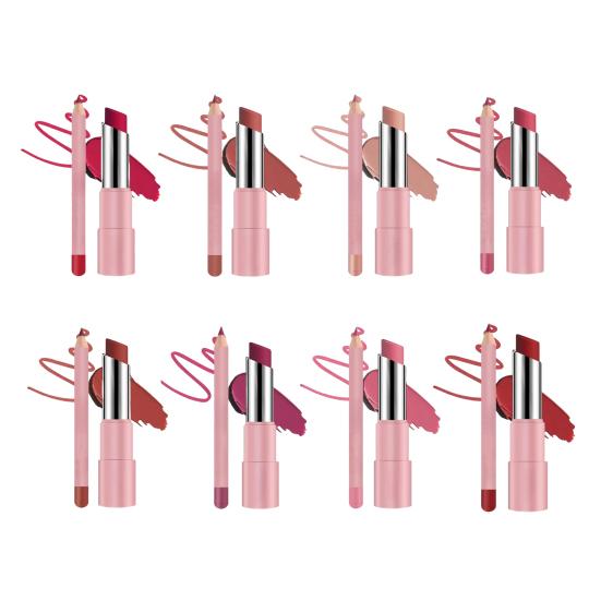 Набор бальзама для губ и карандаша для губ Стойкая водостойкая матовая помада Не скатывающаяся помада Многофункциональный усилитель блеска для губ