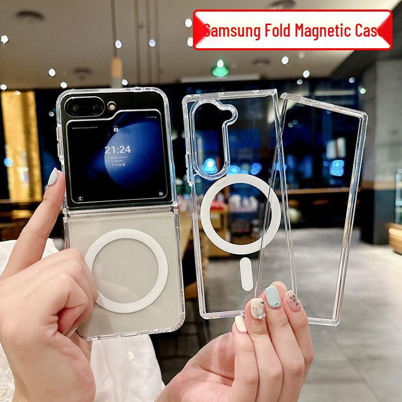 Прозрачный магнитный чехол с защитой от падения для Samsung Z Flip7/Z Fold7