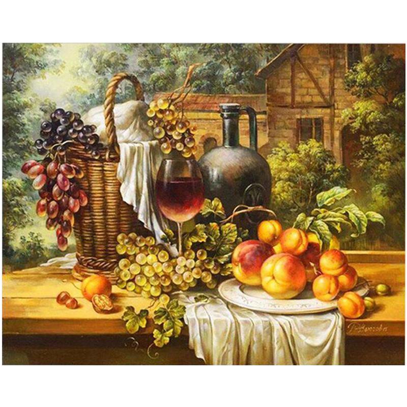 5D DIY Алмазная картина Фрукты и вино Алмазная мозаика Алмазная вышивка Полный набор Наборы для вышивки крестом Домашний декор Подарки