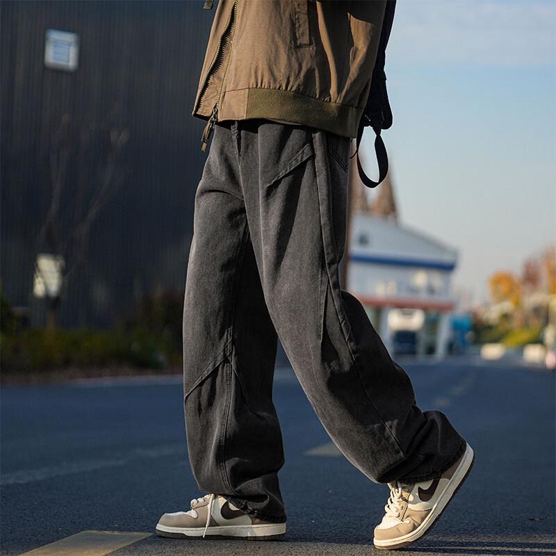 Мужские ретро джинсы Dingfengbaoluo свободного прямого кроя со складками ZW08