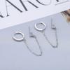 925 Sterling Silver Micro Zircon Double Pierced Hoop Earrings For Women Creative Chain Earrings Party Jewelry